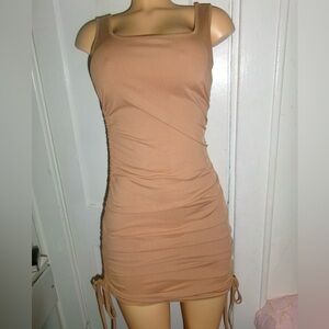 Elegant Tan Sleeveless Dress